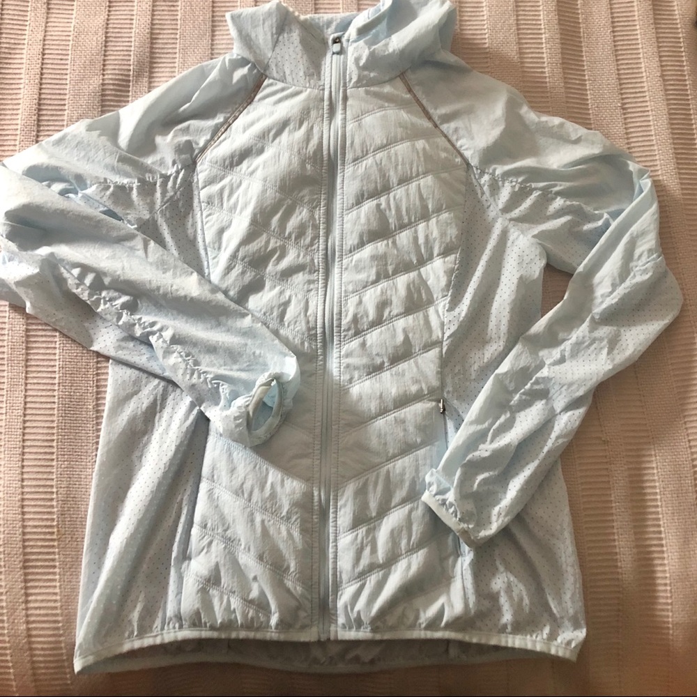 Lightweight running or athletic jacket with hood